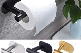 Adhesive Toilet Roll Paper Holder Organizer Wall Mount Storage Stand Kitchen Bathroom No Drill Tissue Towel Dispenser Stainless