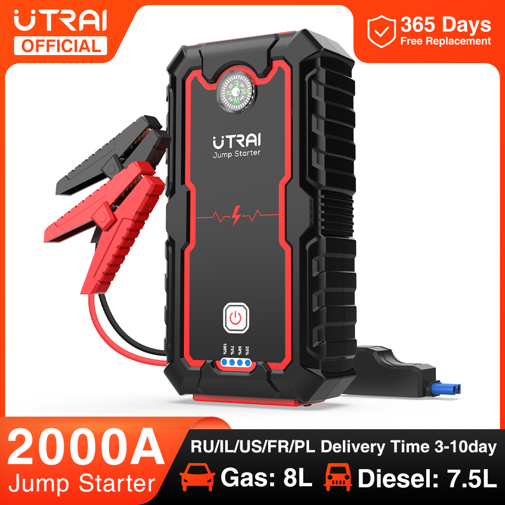 UTRAI Power Bank  2000A Jump Starter Portable Charger Car Booster 12V Auto Starting Device Emergency Car Battery Starter